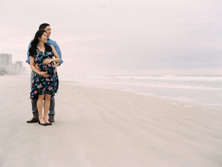 Cloudy Beach Maternity Photoshoot
