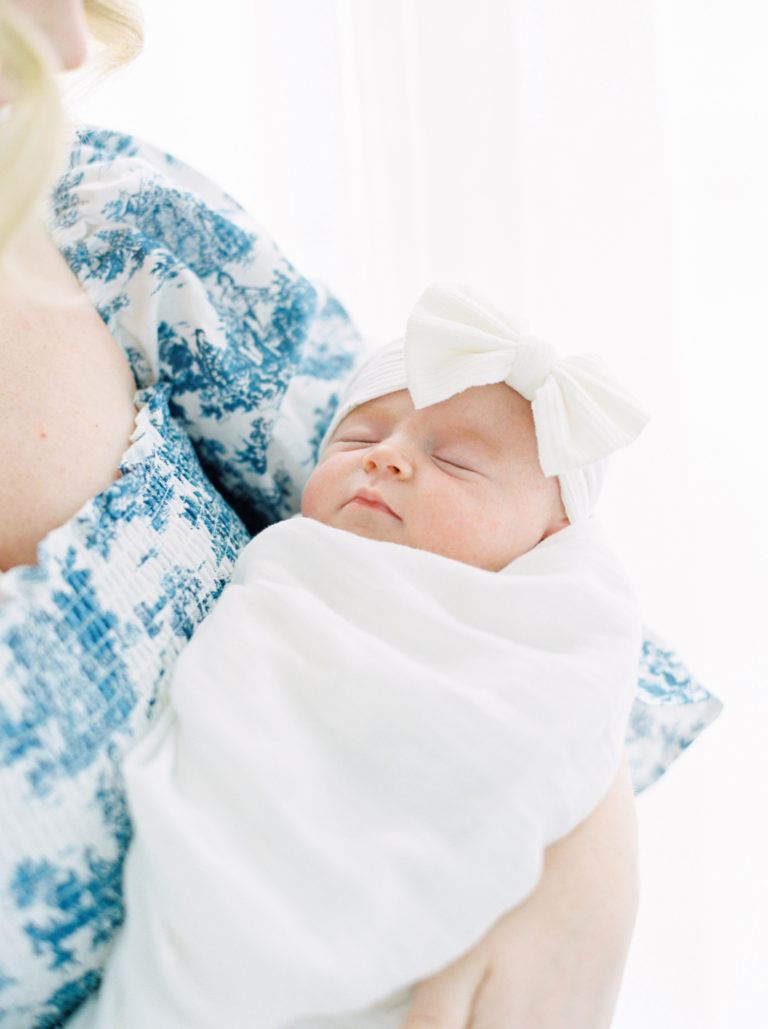 Classic Blue And White Studio Newborn Photos